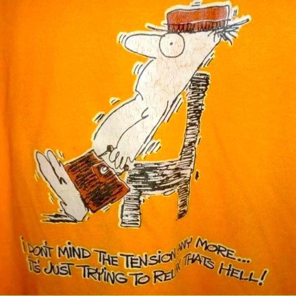 Hilarious VINTAGE 80s Don't mind tension trying to relax is Hell T-shirt - Picture 1 of 5